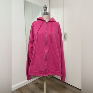 Port and Company Woman’s Fuchsia Full Zip-Up Hoodie Sweater XL
